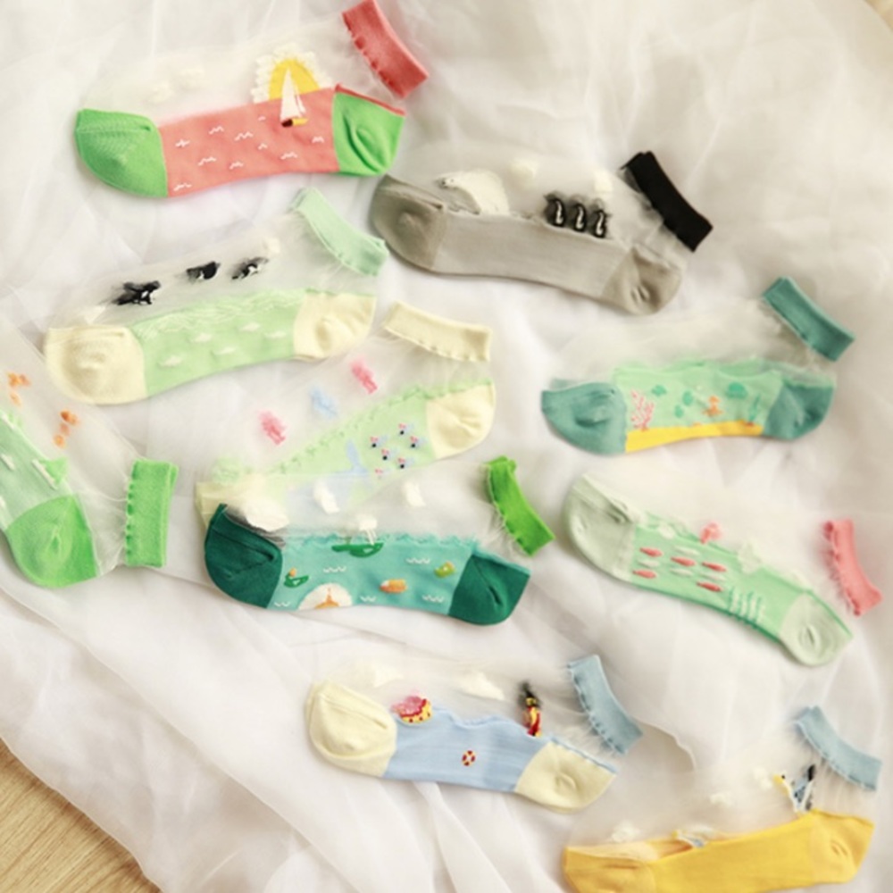 2/$15🎉NWT Ocean Whales Sheer Blue Ankle Socks - Picture 3 of 8